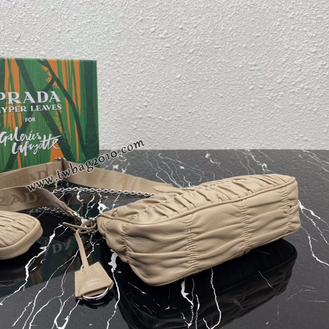 Prada專櫃新款褶皺羊皮三合一女包 1BH204 普拉達nylon Hobo手拎/腋下包 csp1620